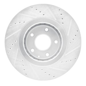Mazda CX-5 Brake Rotor (1) - Front Left - R1 Concepts - Drilled & Slotted - Silver - `16-`25